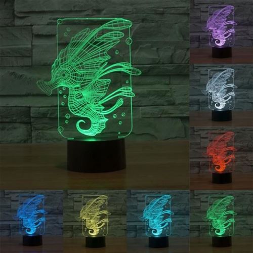 Lampe 3D Hippocampe Lumière 7 Couleurs Luminaire LED Décoration - YONIS