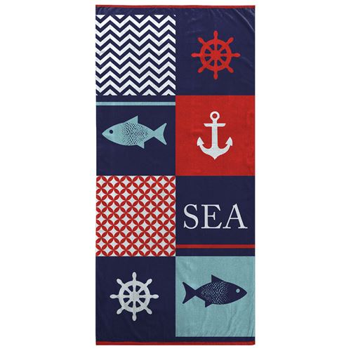 serviette de plage 70 x 150 cm eponge velours imprime cargo