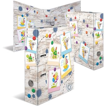 Classeur à Levier A4 HERMA Motif Étoiles Gris – Dos 7 Cm – Carton Robuste Imprimé Intérieur/Extérieur – Design Tendance