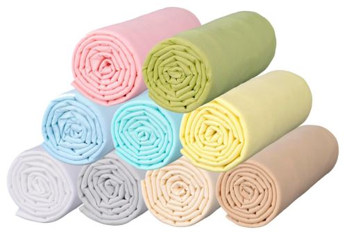 Lot de deux draps housse P'tit Basile jersey Bio 70x140 cm blanc / turquoise