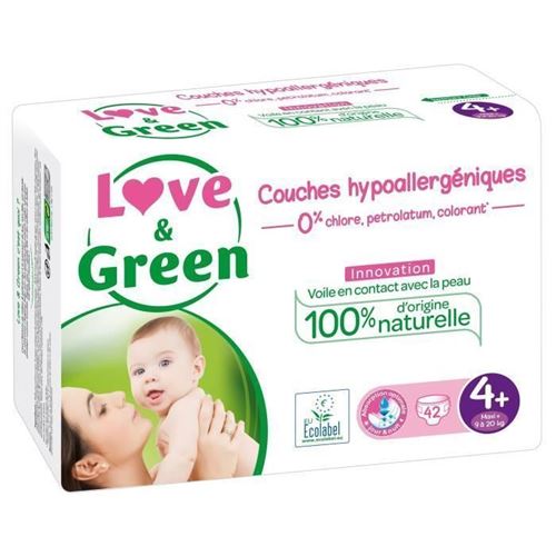 LOVE AND GREEN Couches ecolabellisees Taille 4+ - 42 couches