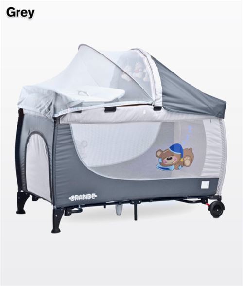 Lit parapluie / Lit de voyage pliant moustiquaire 1m+ GANDE | gris