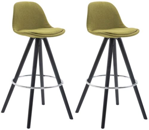 Lot de 2 Tabourets de Bar Franklin Tissu avec pieds ronds , Bois de chêne Noir/Vert