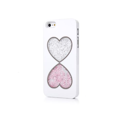 Coque blanche coeurs cristaux pour iPhone 5 / 5S