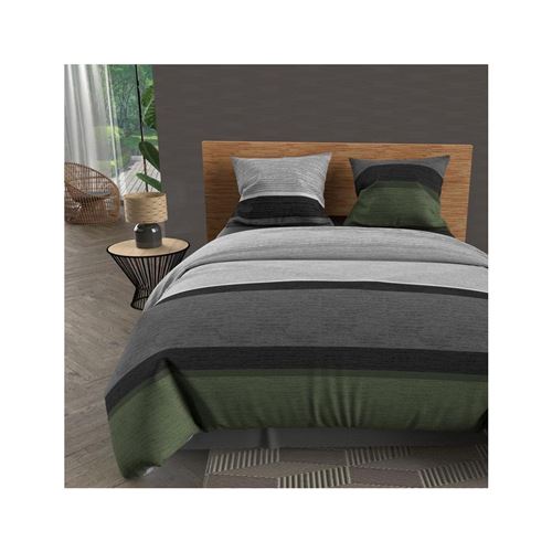 Couette imprimée 240x220 cm STRIPE kaki