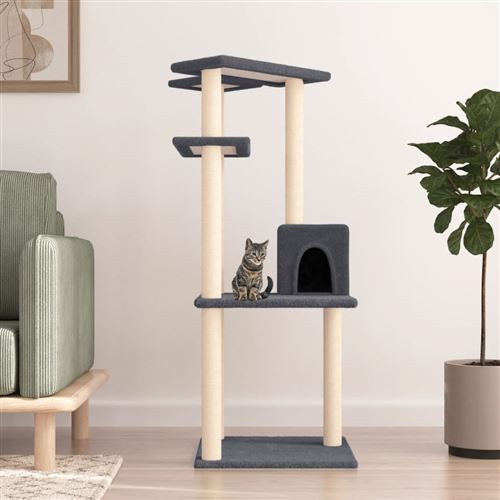 vidaXL Arbre à chat avec griffoirs en sisal gris foncé 123 cm