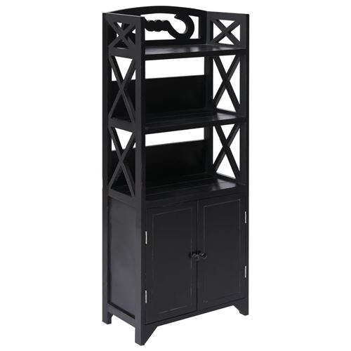 vidaXL Armoire de salle de bain Noir 46x24x116 cm Bois de Paulownia