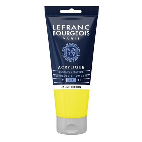 Lefranc Bourgeois - Peinture - peinture acrylique - jaune citron - transparent - satin - fine - 80 ml