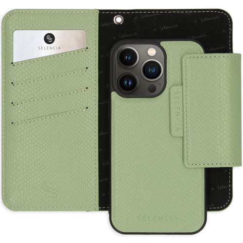 Etui portefeuilserpent amovib2-en-1 Llyr pour iPhone 13 Pro - Vert Selencia