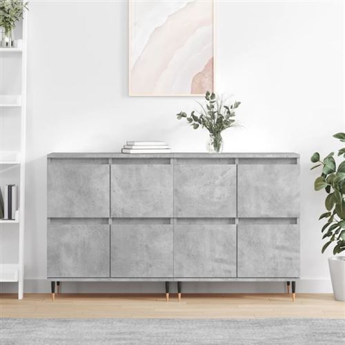 VIDAXL - Buffet - Lot de 2 - Gris Béton - Bois d'ingénierie - Image 3