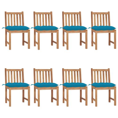Non Communiqué Bois Chaises De Jardin Lot De 8 Avec Coussins De Teck Massif