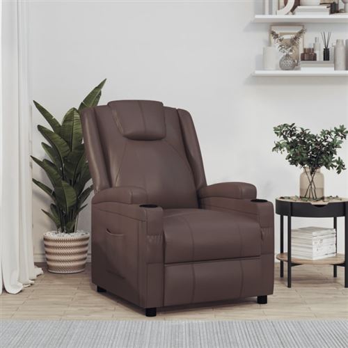 vidaXL - Fauteuil inclinable - Similicuir - Marron - Image 2