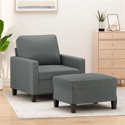 Non Communiqué Gris Foncé Fauteuil Avec Repose Pied 60 Cm Tissu