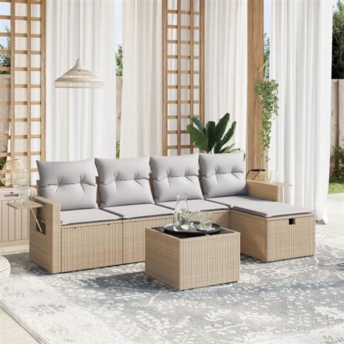 Non Communiqué Beige Salon De Jardin Modulable Vidaxl Rotin 6 Pieces 62 X 62 X 69 Cm