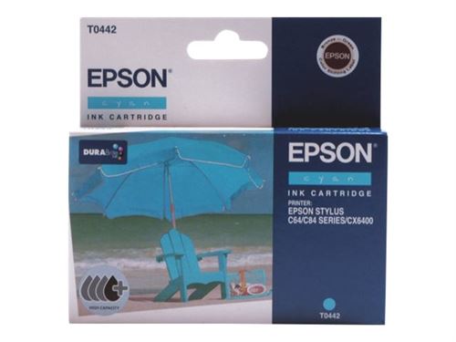 Epson T0442 - 13 ml - haute capacité - cyan - original - cartouche d'encre - pour Stylus C64, C66, C84, C84N, C84wifi, C84WN, C86, CX3600, CX3650, CX4600, CX6400, CX6600