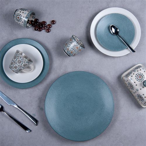 Table Passion - Grande assiette creuse Vésuvio bleu 25 cm (lot de 6)