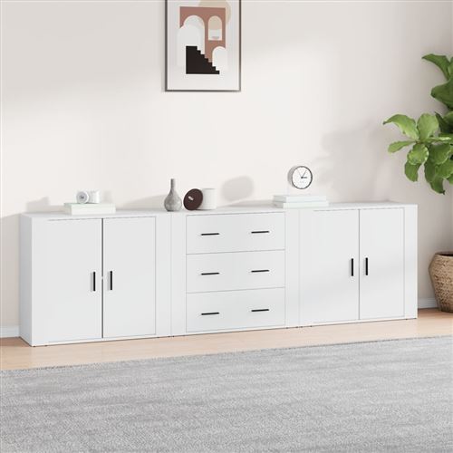 Non Communiqué Blanc Vidaxl Buffets 3 Pcs Bois D'ingénierie3185399