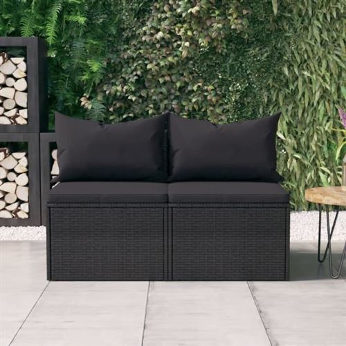 Divani Centrali Da Giardino Con Cuscini 2pz In Polyrattan Nero - Vidaxl