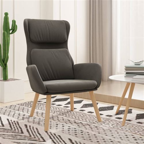 Non Communiqué Gris Vidaxl Fauteuil Relax Velours Foncé - Image 1