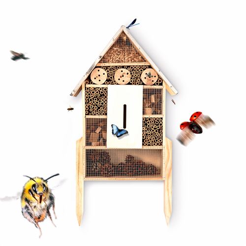 Maison à insectes - Blumfeldt - Abri hôtel pour abeilles et insectes -78 x 37
