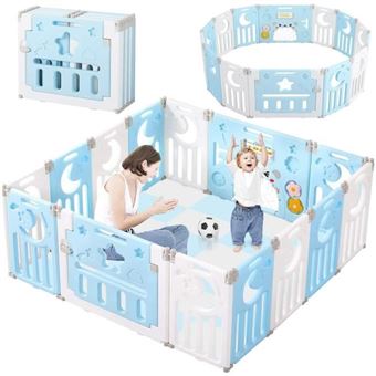 Parc Pour Bebe Mise A Niveau De Nouveaux Clips Design Centre D Activites Pliable Pour Enfants 14 Panneaux Bleu Blanc Parcs Achat Prix Fnac