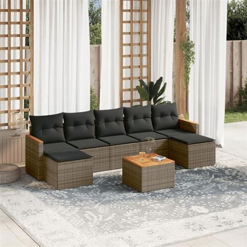Non Communiqué Gris Vidaxl Salon De Jardin Avec Coussins 8 Pcs, Canapés De Terrasse, Ensemble De Meubles De Patio, Mobilier D'extérieur, 3258644