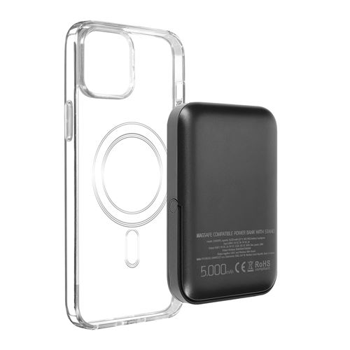 Coque iPhone 12 Mini et Powerbank 5000 mAh Magsafe Swissten Transparent