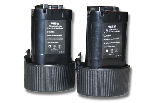Vhbw 2x Batteries Li-Ion 2000mAh (10.8V) outils Makita Softshell 10.8V Enveloppe chauffante rechargeable Makita 194550-6, 194551-4, BL1013, BL1014.
