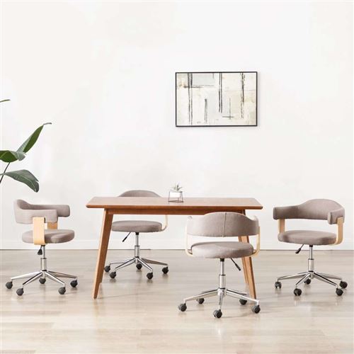 vidaXL Chaises pivotantes à dîner 4 pcs Taupe Bois courbé et tissu