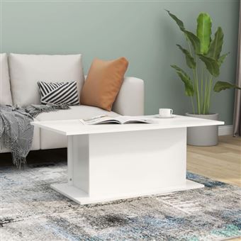 Table basse blanc 102x55,5x40 cm bois d ingénierie - 1