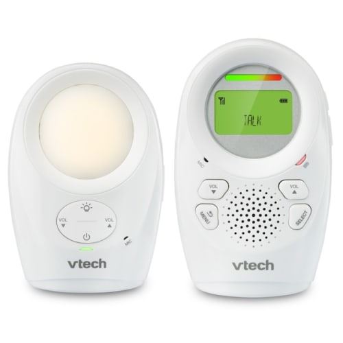 Babyphone Vtech DM-1211 5 Canaux Communication Bidirectionnelle et Veilleuse Apaisante Contrôle du Volume Blanc