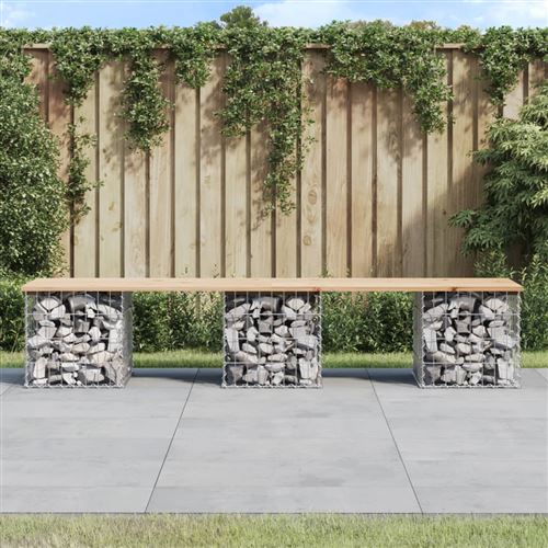 VidaXL Banc de jardin design de gabion 203x44x42 cm bois massif de pin