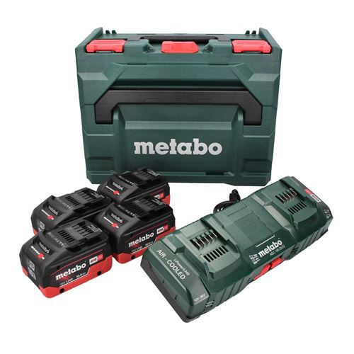 Metabo Kit de base - 4x Batteries LiHD 18 V 10,0 Ah Li-Ion système CAS (685143000) + Chargeur double ASC 145 DUO + ​​metaBOX