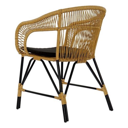 Chaise de jardin DKD Home Decor Métal Rotin 51 61 81 cm Noir