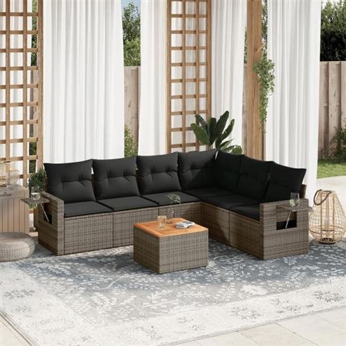Non Communiqué Gris Salon De Jardin Modulable Vidaxl 6 Personnes 7 Pieces 62 X 62 X 69 Cm Resine Tressee