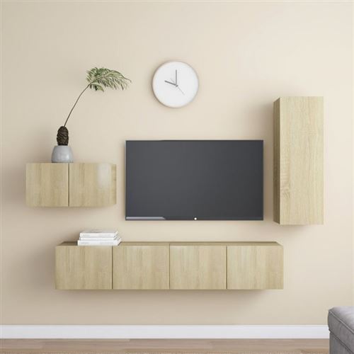 Vidaxl Ensemble De Meuble Tv 4 Pcs Ch&ecirc;ne Sonoma Bois D'ing&eacute;nierie