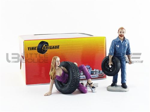Voiture Miniature de Collection MOTORHEAD MINIATURES 1-18 - FIGURINES Tire Brigade - Gary and Val - Blue / Purple - 769
