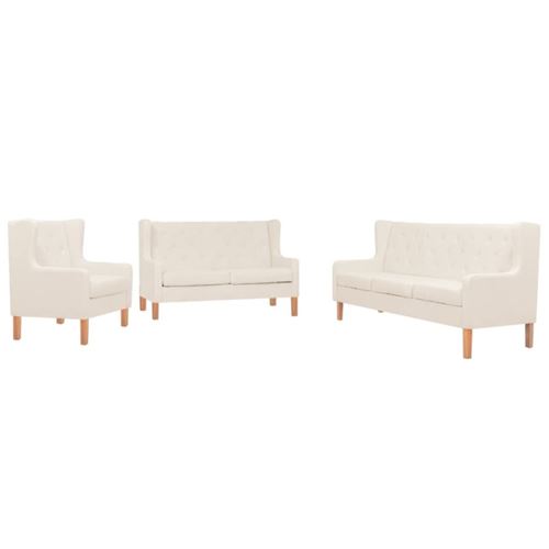 vidaXL Ensemble de canapés 3 pcs Tissu Blanc crème