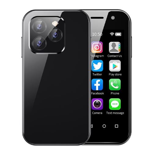 Mini Smartphone Petite Taille 3GB+64GB Android 9.0 4G Dual SIM Batterie Longue Durée Noir YONIS