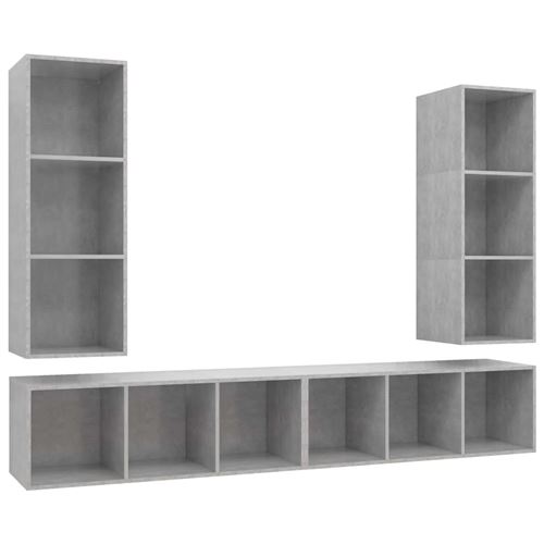 vidaXL Meubles TV muraux 4 pcs Gris béton Aggloméré