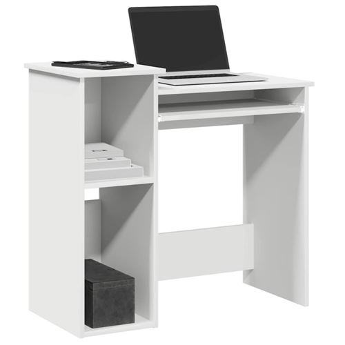 Non Communiqué Blanc Bureau Avec Étagères 84X40x78 Cm Bois D Ingénierie - Image 1