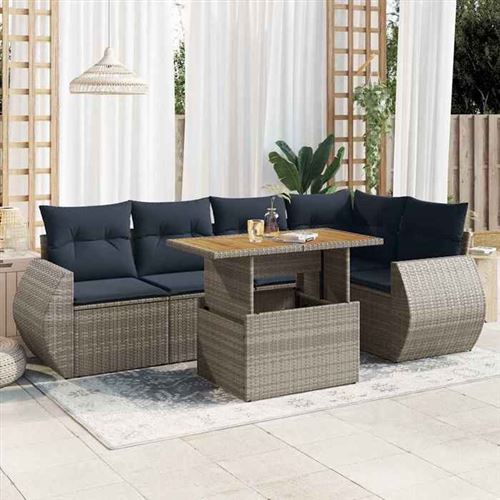 Non Communiqué Gris Salon De Jardin Generique 6 Pieces Resine Tressee 62 X 71 X 69 Cm