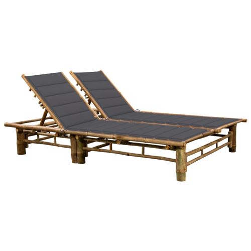 VIDAXL - Chaise Longue - Bambou - Gris - 130 cm - Image 2