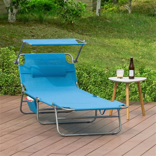 SoBuy® OGS48-B Chaise Longue Bain de Soleil Transat de Relaxation Pliant