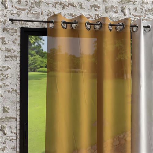 Voile à oeillets effet froissé 135x250 cm BOHEME moutarde, par Soleil d'Ocre