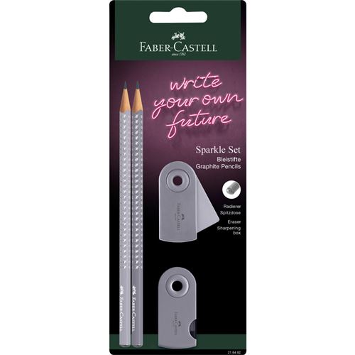 FABER-CASTELL Kit d'écriture GRIP SPARKLE, gris