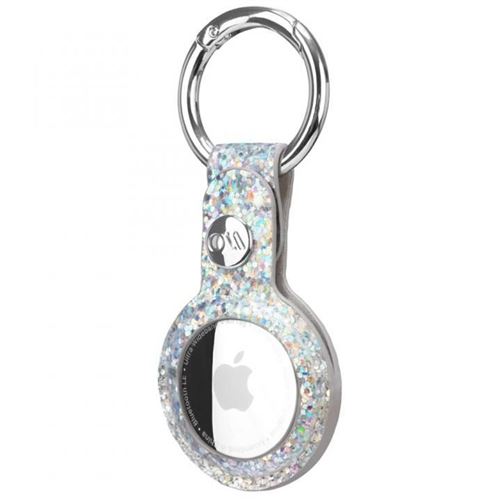 Protection pour AirTag CASE MATE effet cuir avec Mousqueton Porte-clé scintillant
