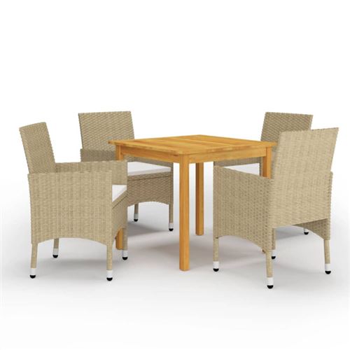 Vidaxl Beige Ensemble À Manger De Jardin 5 Pcs - Image 3
