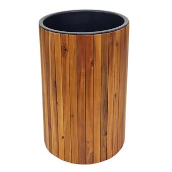 Jardinière MENDLER HWC-L24 ronde 50x34cm Outdoor bois d'acacia certifié MVG, marron - 1