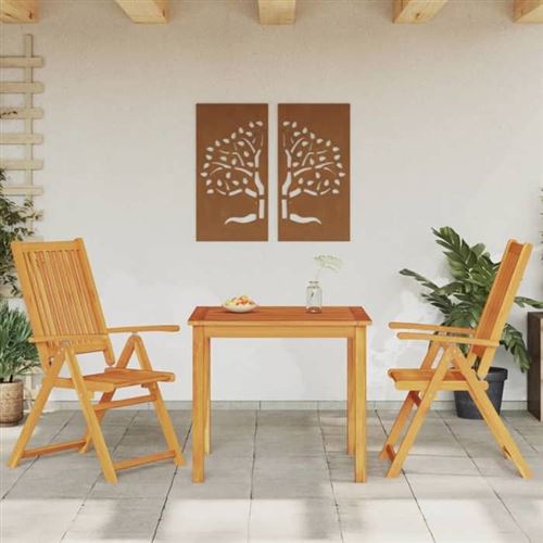 Non Communiqué Marron Vidaxl Ensemble À Manger De Jardin 3 Pcs Bois D'acacia Solide, Ensemble De Salle À Manger D'extérieur, Meuble De Salle À 3295260